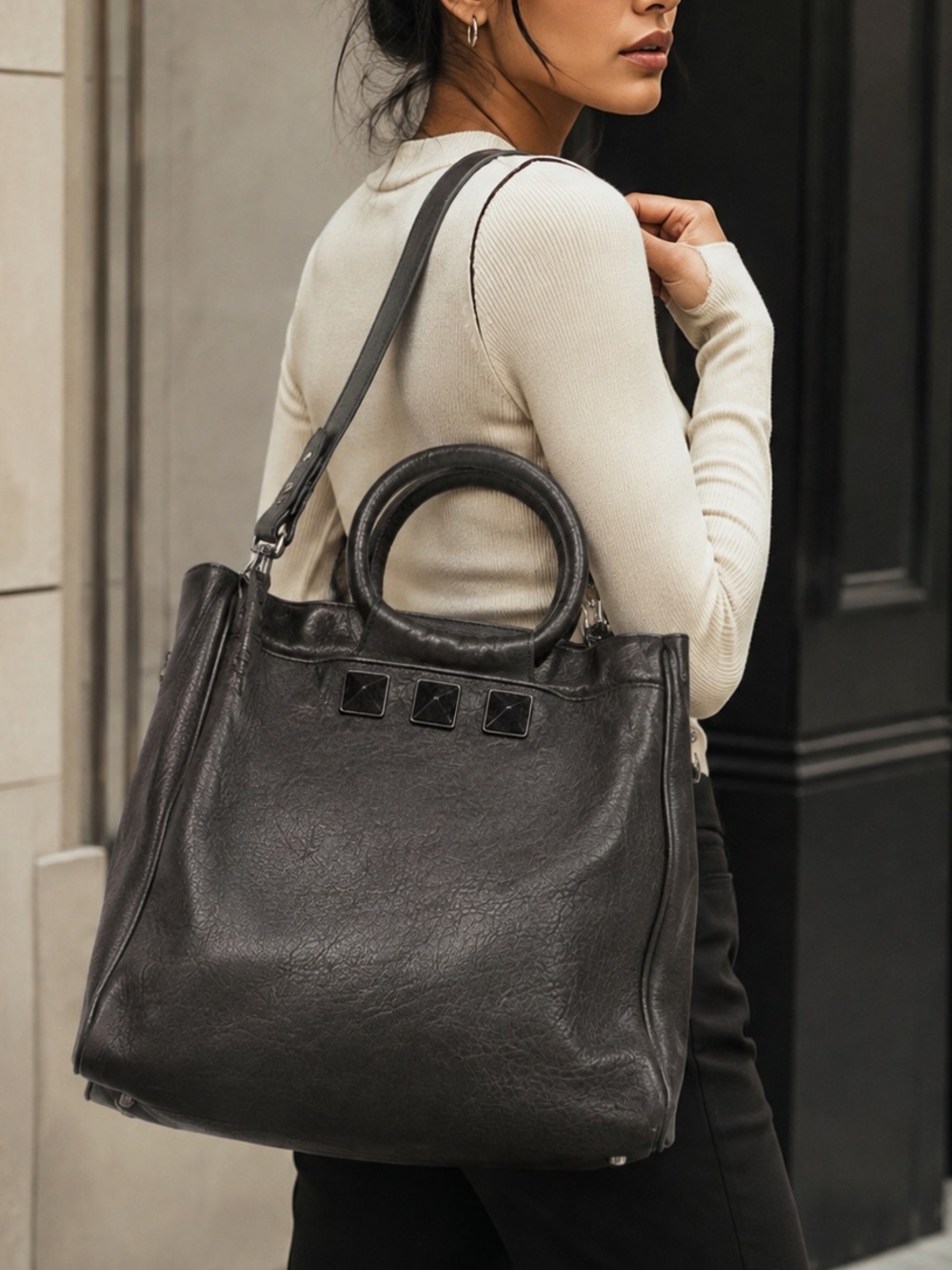 Vintage 2008 Marc Jacobs Carter Rocket Tote Leather Y2K Archival Black